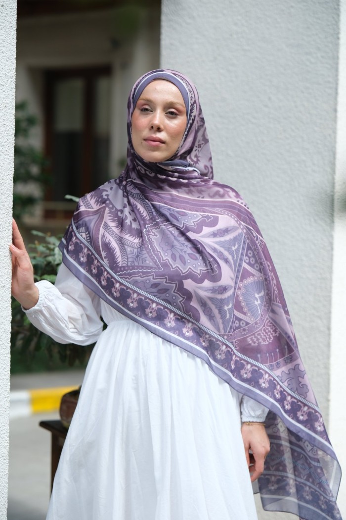 Zaya Desen Soft Pamuk Şal Mor