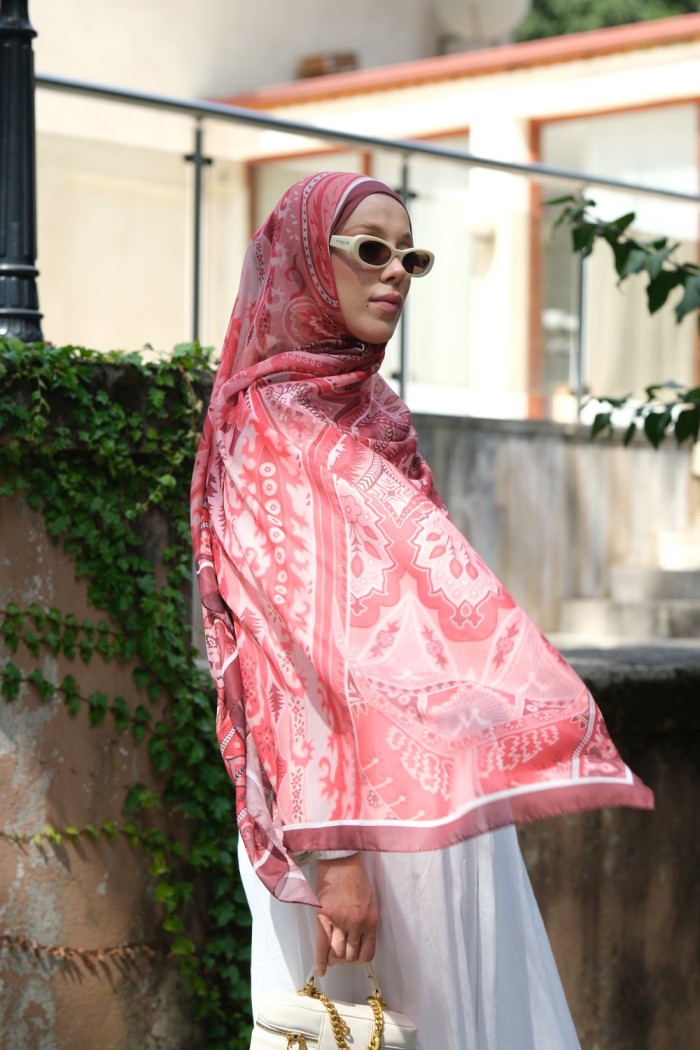 Zaya Desen Soft Pamuk Şal Bordo