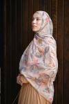 Floral Desen Soft Pamuk Şal  HAKİ