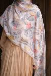 Floral Desen Soft Pamuk Şal  HAKİ