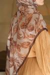Floral Desen Soft Pamuk Şal  KAHVERENGİ