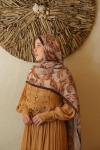 Floral Desen Soft Pamuk Şal  KAHVERENGİ