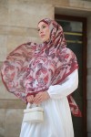 Floral Desen Soft Pamuk Şal Bordo