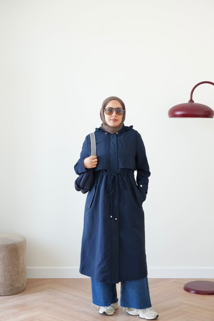 HENNA TRENÇKOT LACİVERT
